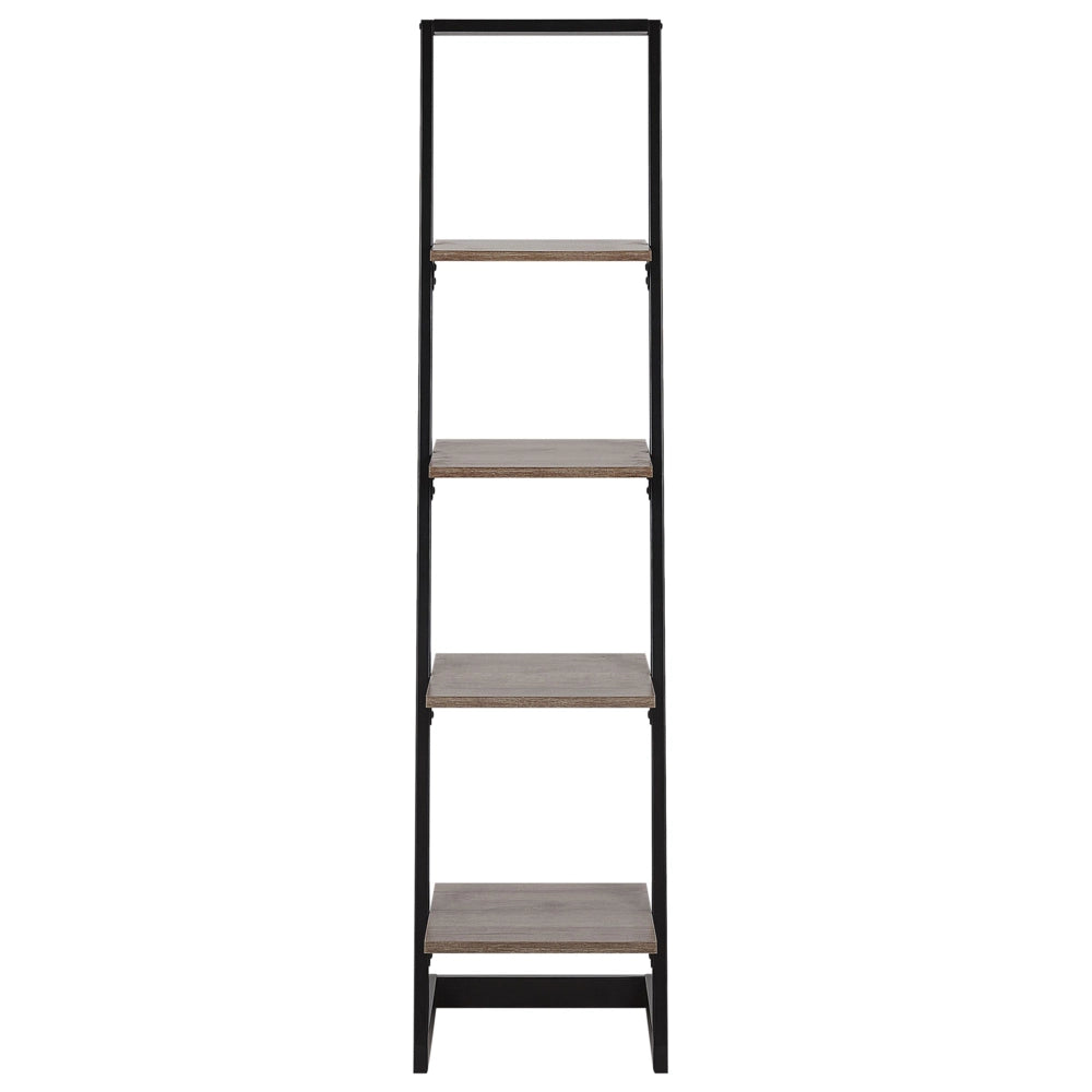 Libreria Legno Nero e Legno Scuro Ripiani in Legno Struttura in Metallo Scaffale Autoportante Design Moderno