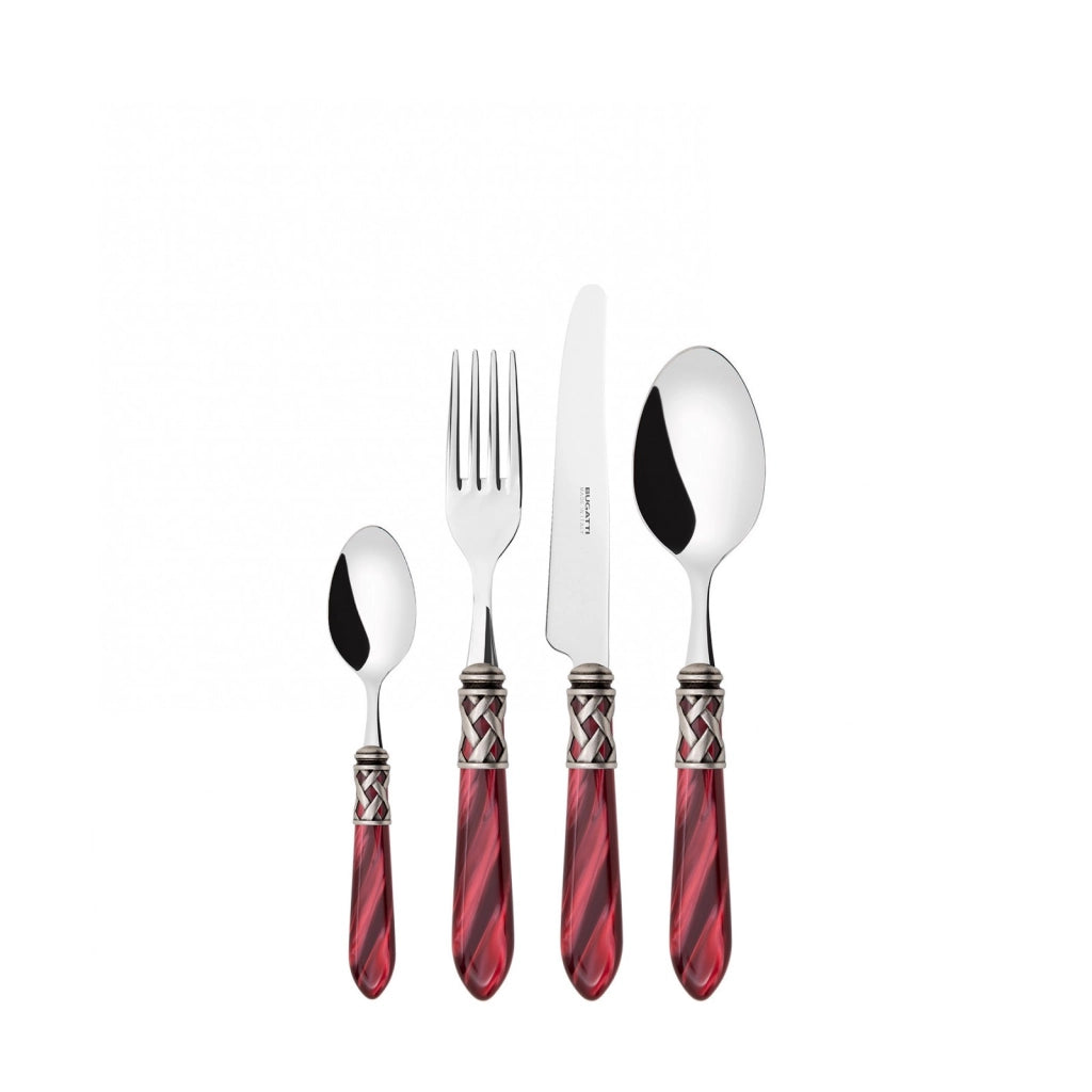 ALADDIN Ghiera Argento Anticato, Posate Set 24 Pz, Scatola in