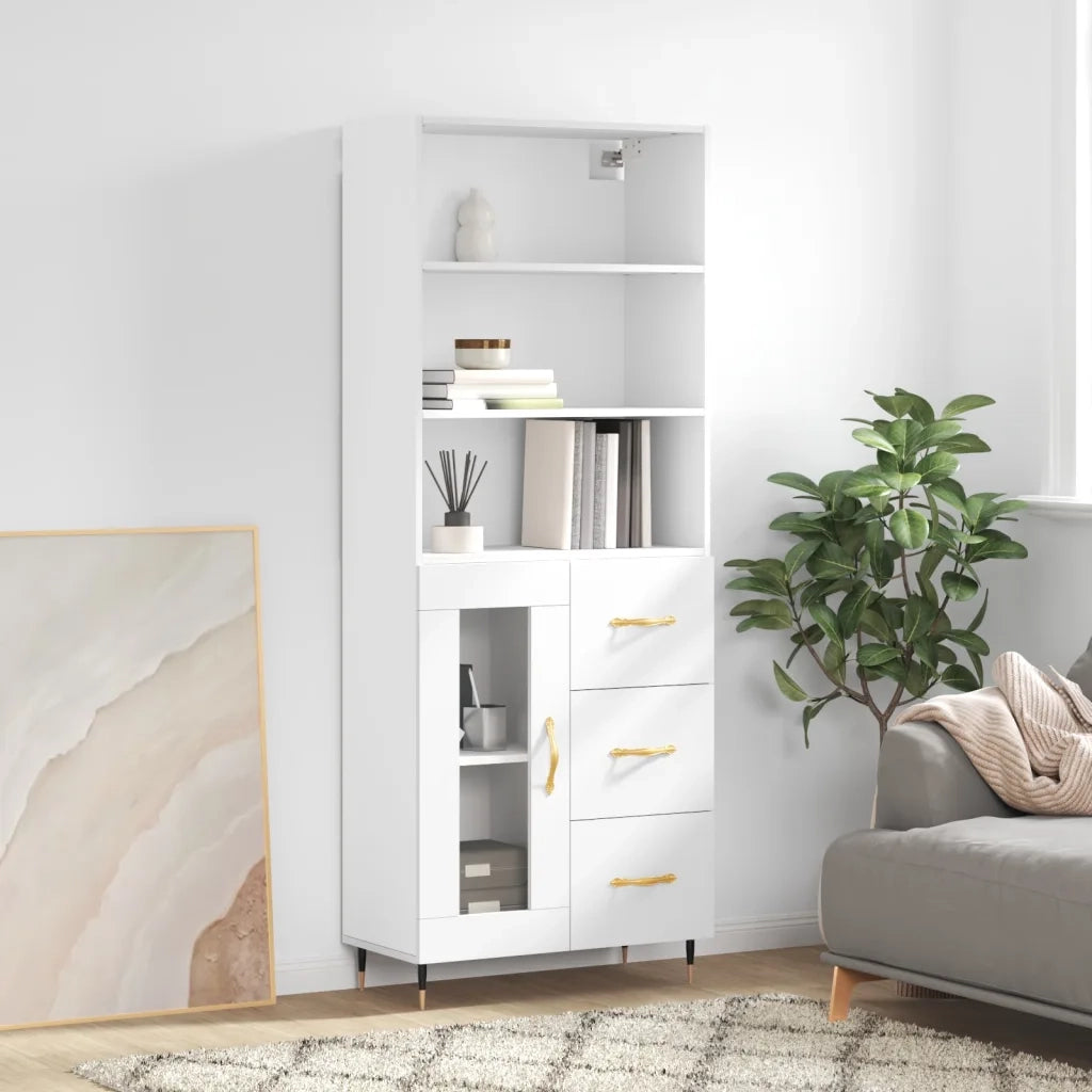 Credenza | Madia | Buffet da pranzo | Armadio da pranzo Bianca 69,5x34x180 cm in Legno Multistrato