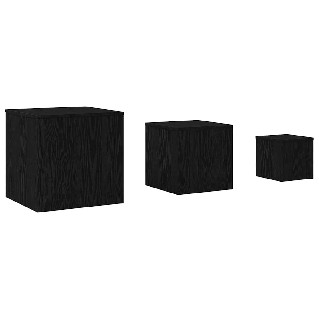 Tavolo Nesting 3 pz Rovere Nero 45 x 45 x 45 cm 862676