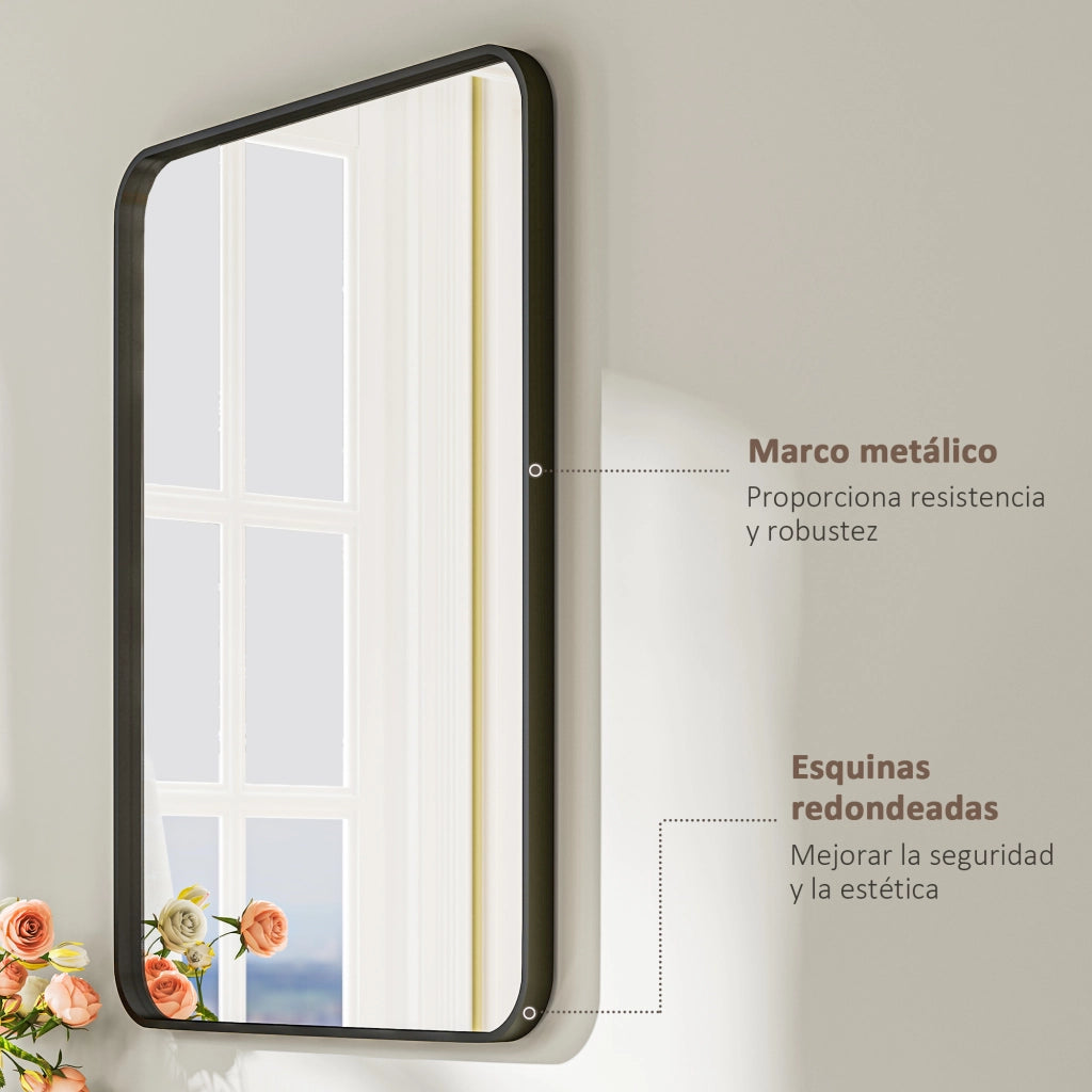 Specchio da Bagno con Cornice Metallo ¨C zephmum ¨C Nero 60x80 cm
