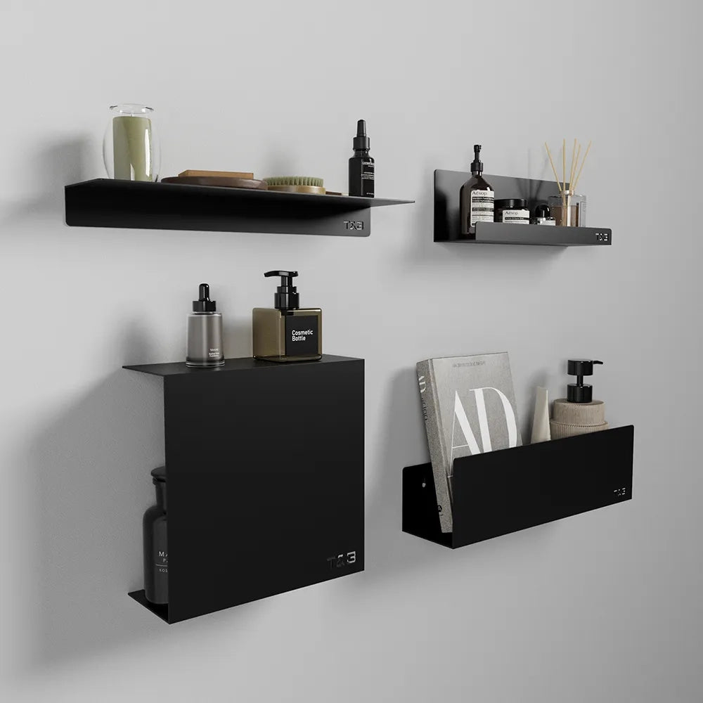 Mensola da bagno in alluminio Nero opaco, dimensioni 40 cm | Alta