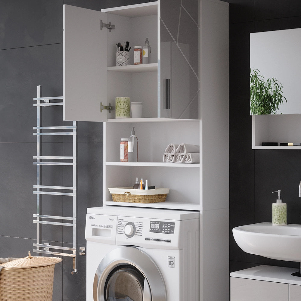 Vicco Mobiletto per lavatrice Bianco lucido 64 x 190.5 cm