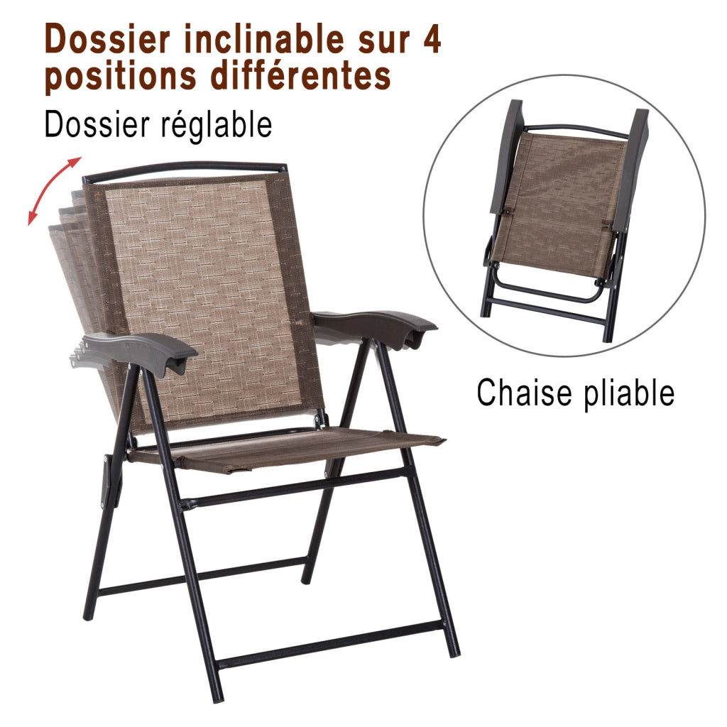 Set Giardino con Sedie Pieghevoli e Tavolo ¨C zephmum ¨C 3 Pezzi, Grigio Chiaro, Acciaio, Textilene