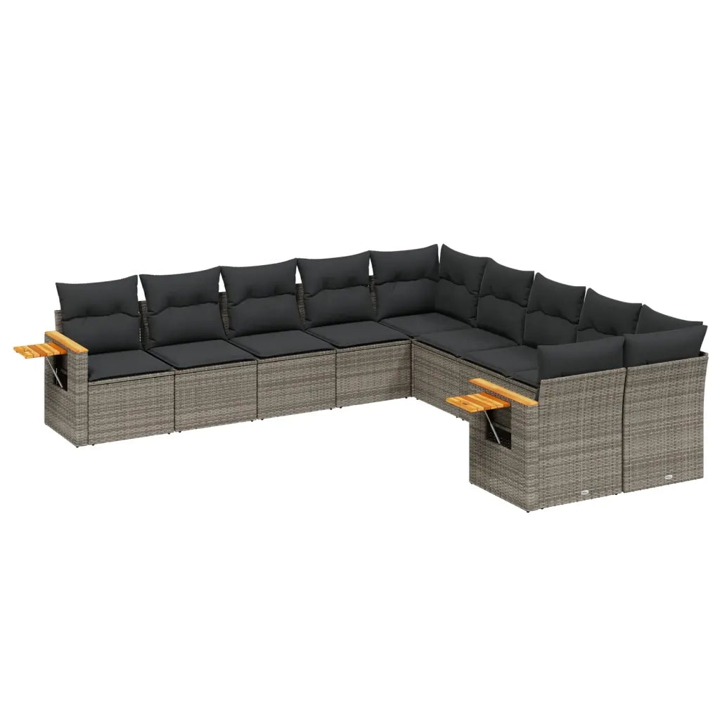 Set Divano da Giardino 10 pz con Cuscini Grigio in Polyrattancod mxl 112785