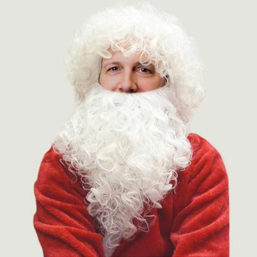 Trade Shop - Barba Con Parrucca Bianca Babbo Natale Per Vestito Santa Claus Taglia Unica -