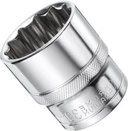 Chiave inglese profonda 30 mm - 1/2 pollici trasmissione - 12 punte - acciaio a crampo cromato - chiusura a chiodo - uso pesante - chiave a gommata