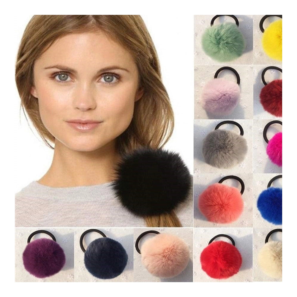 Trade Shop - Codino Pon Pon Pelliccia Peluche A05 Colorato Palla Elastico Bambina Ragazza -