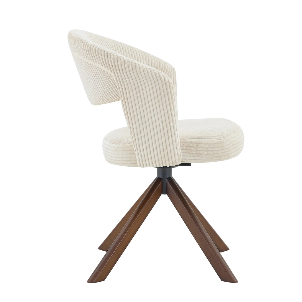 Sedie da Pranzo Girevoli Retro Set 2 ¨C MINIMAL ¨C Crema, Gambe in Legno Massello Noce