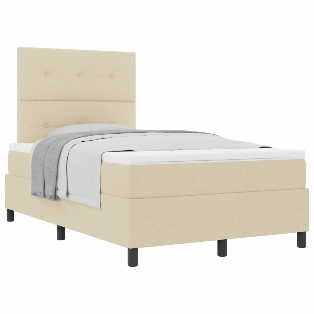 Letto a molle con materasso Crema 120 x 200 cm Tessuto 3339383