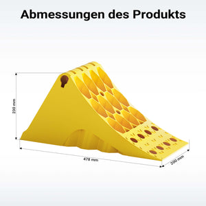 Cunei fermaruota, set di 2 cunei per ruote, capacità 6,5 t/coppia, per autocarri e rimorchi, con piastra dentellata in metallo