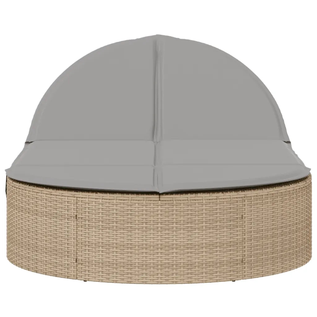 Lettino Prendisole | Sdraio da giardino | Lettino da sole con Cuscini Beige in Polyrattan