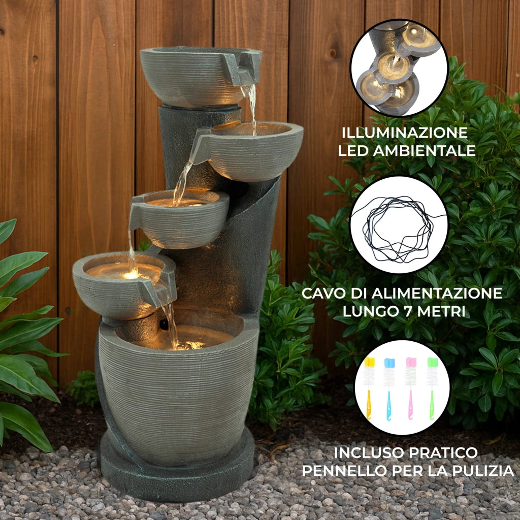 Fontana da Giardino Elettrica con LED e Cascata – Illusion Lagoon