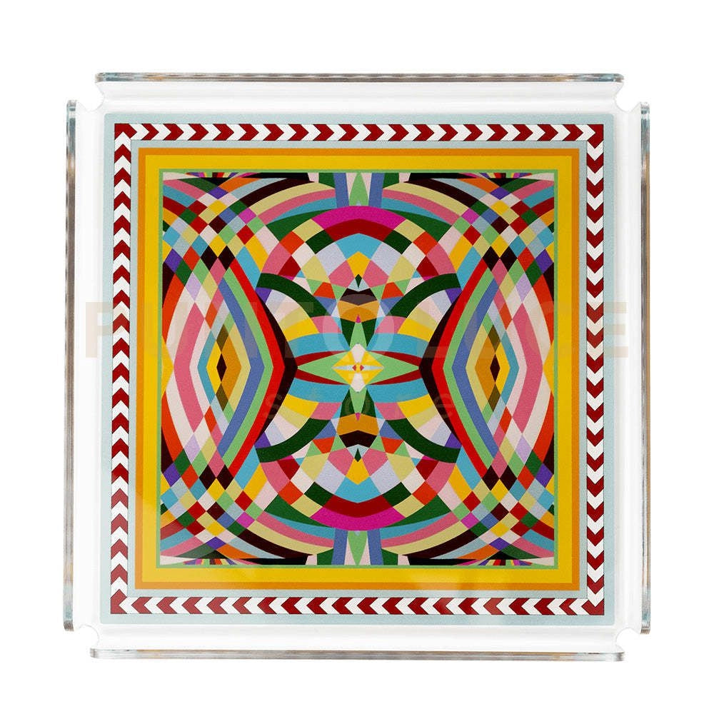 VUOTATASCHE DECOR IN CRISTALLO ACRILICO DECORATO DISEGNO RAINBOW