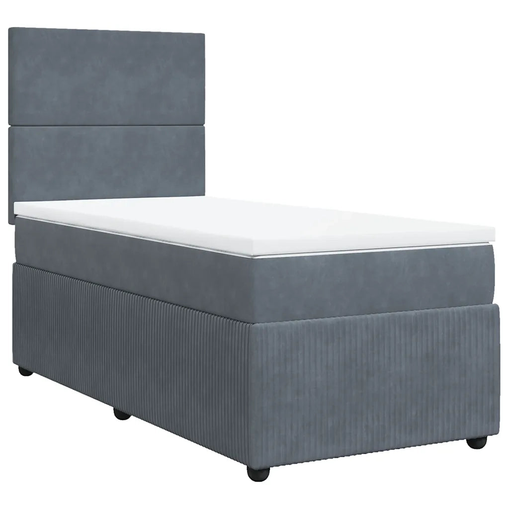 Giroletto a Molle con Materasso Grigio Scuro 90x190 cm Velluto