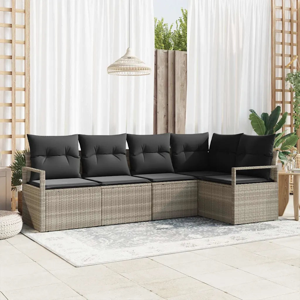 Set di divani con cuscino 5 pcs Grigio chiaro polyrattan 3346382