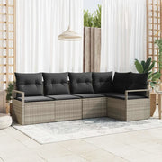 Set di divani con cuscino 5 pcs Grigio chiaro polyrattan 3346382