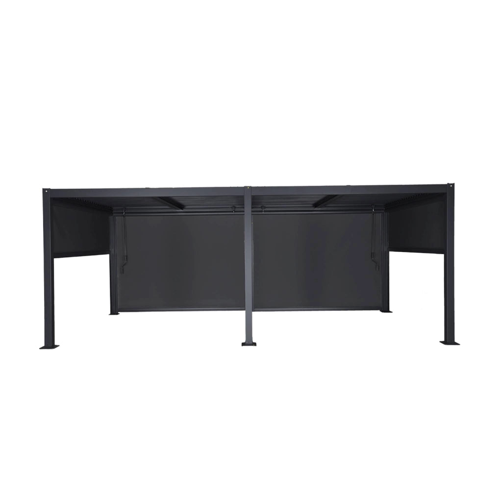 Pergola bioclimatica in alluminio e acciaio 3x6m + 4 tende 3m,