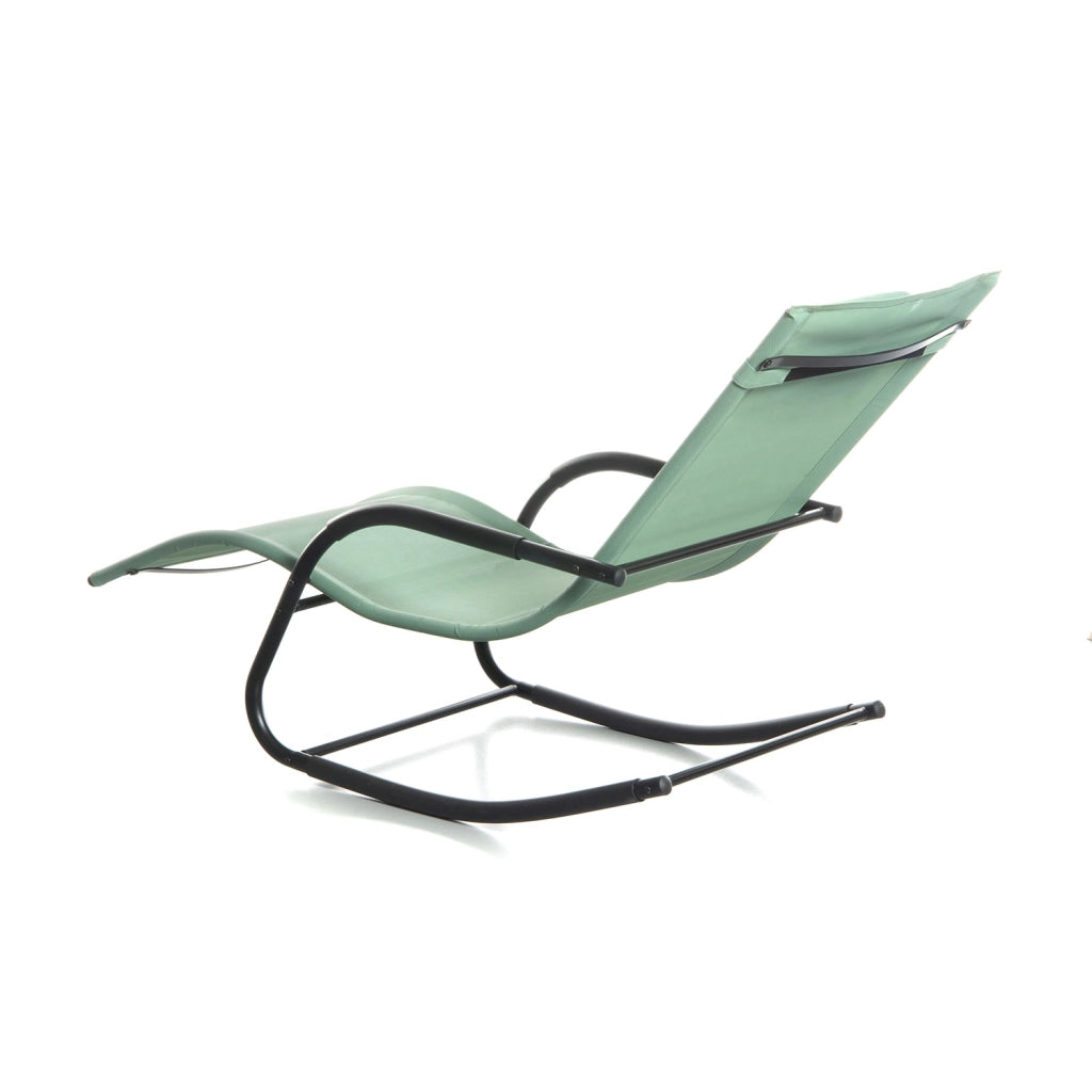 Sedia Sdraio a Dondolo da Giardino Rocking Sky 147,5x62x89 cm in Textilene Verde
