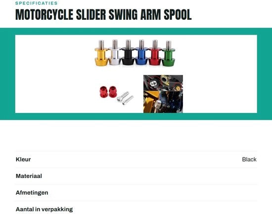 Regolatore di posizione CNC in lega di alluminio - Sliders - Viti in acciaio inossidabile 8/10 mm - Trattamento di anodizzazione dura - Dimensioni 2,2 cm x 2,1 cm - Sliders per swingarms