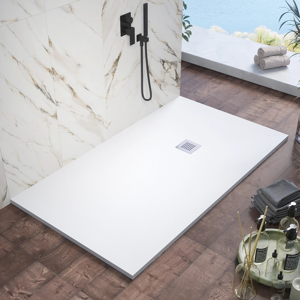 Piatto doccia 70x160cm in marmoresina bianco effetto pietra | Kos