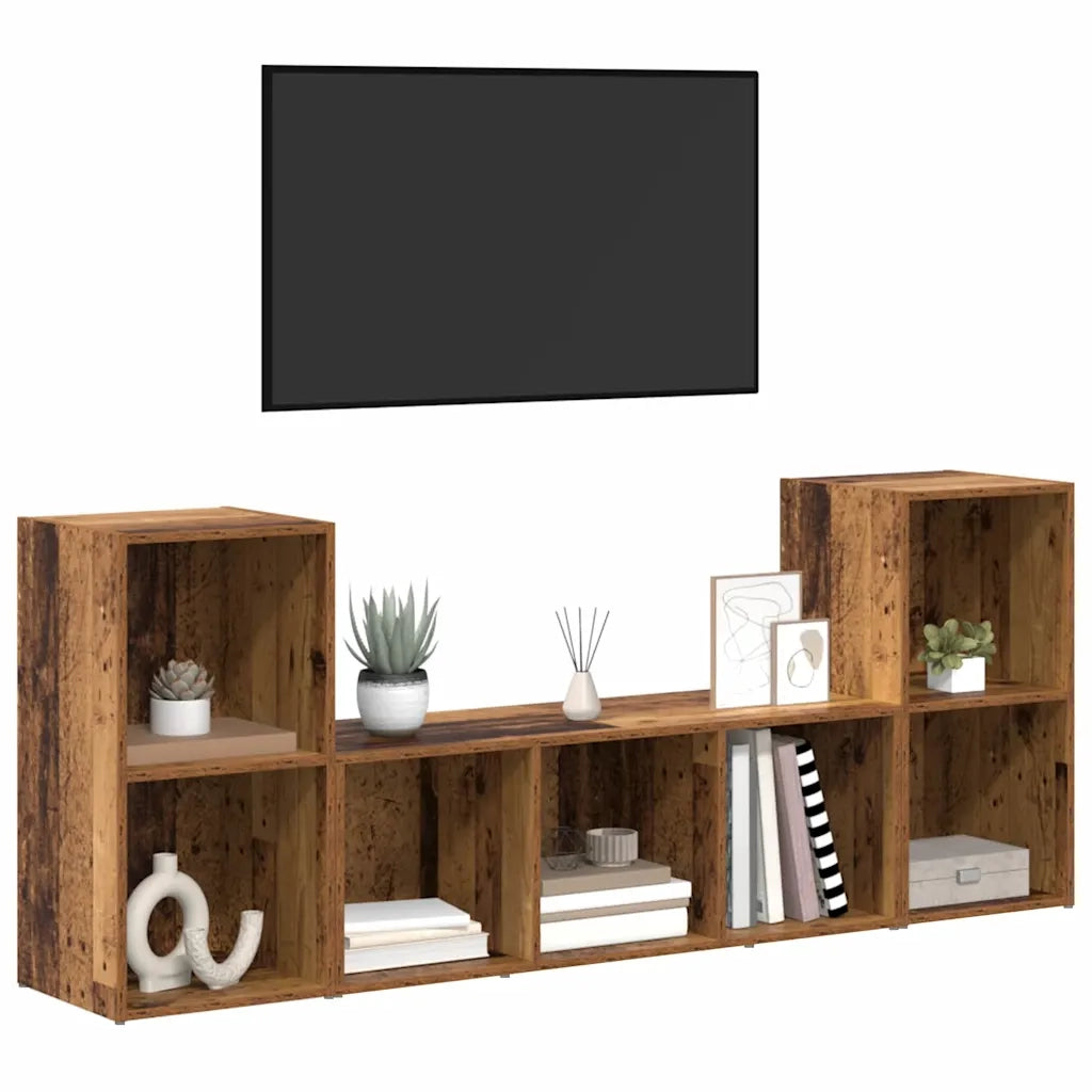 vidaXL Mobile TV 3 pcs Marrone 107 x 35 x 37 cm Legno multistrato