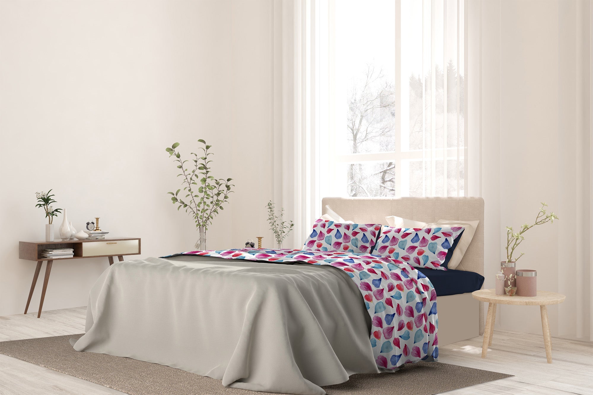 Set Lenzuola Singolo con Stampa Sopra Sotto e Federe Petali