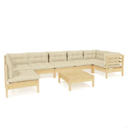 Set di mobili da giardino mobili da esterno 8 pezzi con cuscini legno di pino color crema 02_0017565