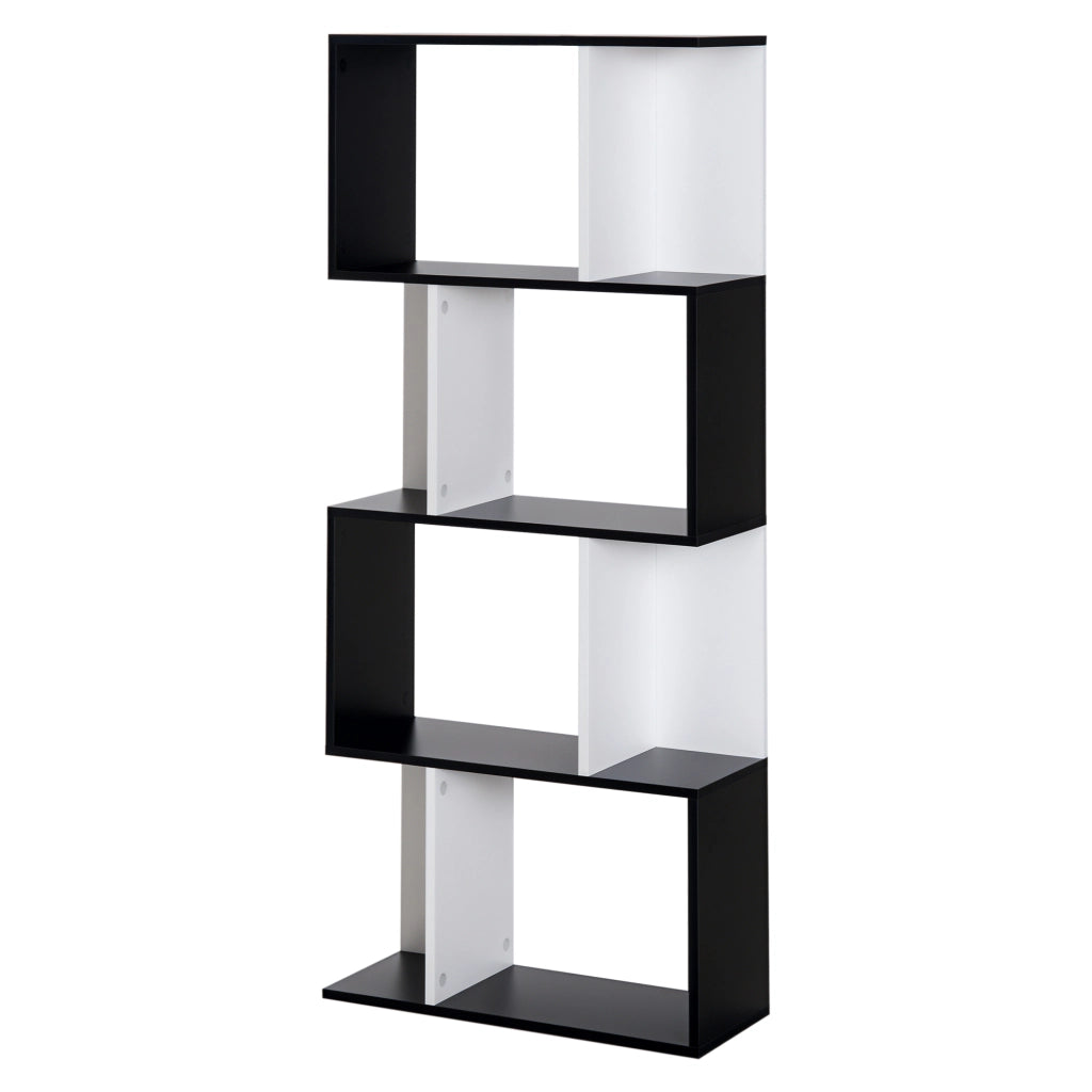 Libreria 5 livelli forma S ¨C Xylo ¨C scaffale legno bianco nero 60x24x148cm