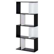 Libreria 5 livelli forma S ¨C Xylo ¨C scaffale legno bianco nero 60x24x148cm