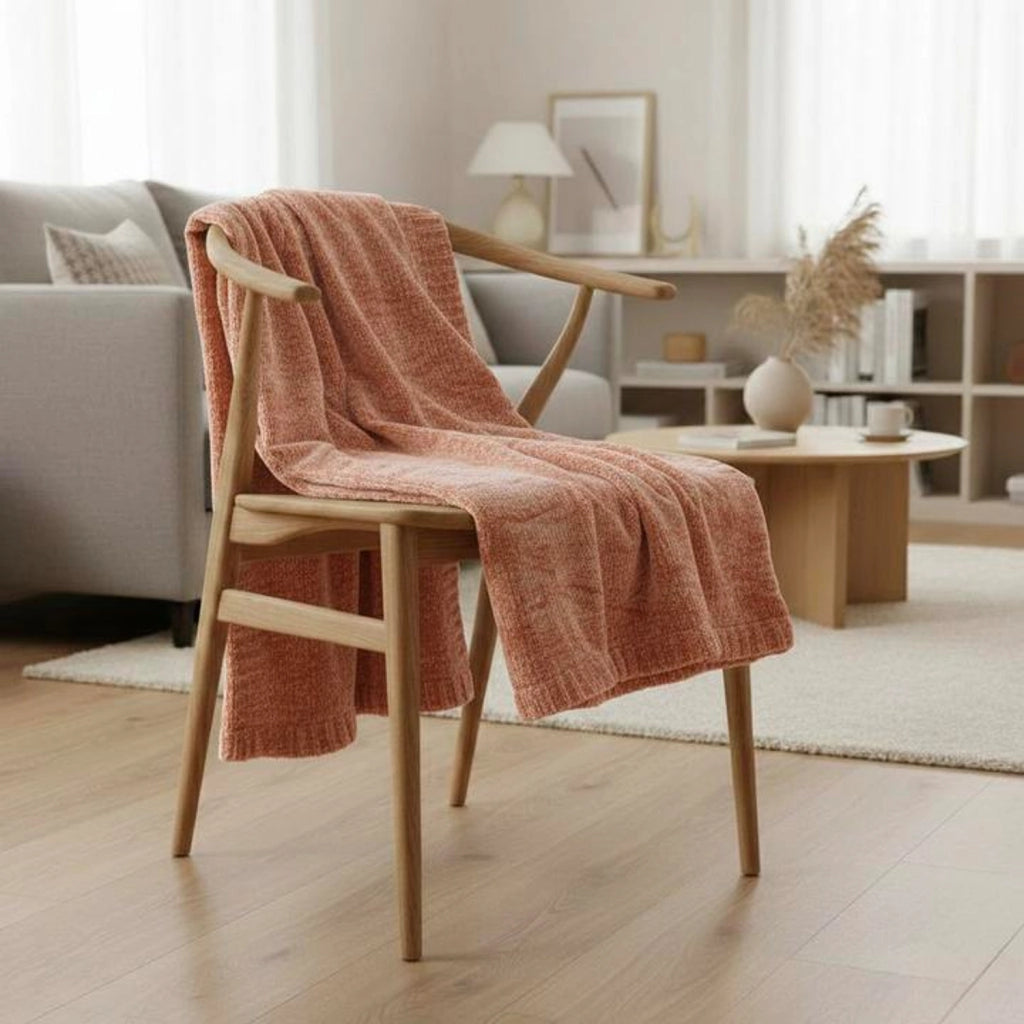 Coperta a quadri rosa salmone 130x170cm SAVORA