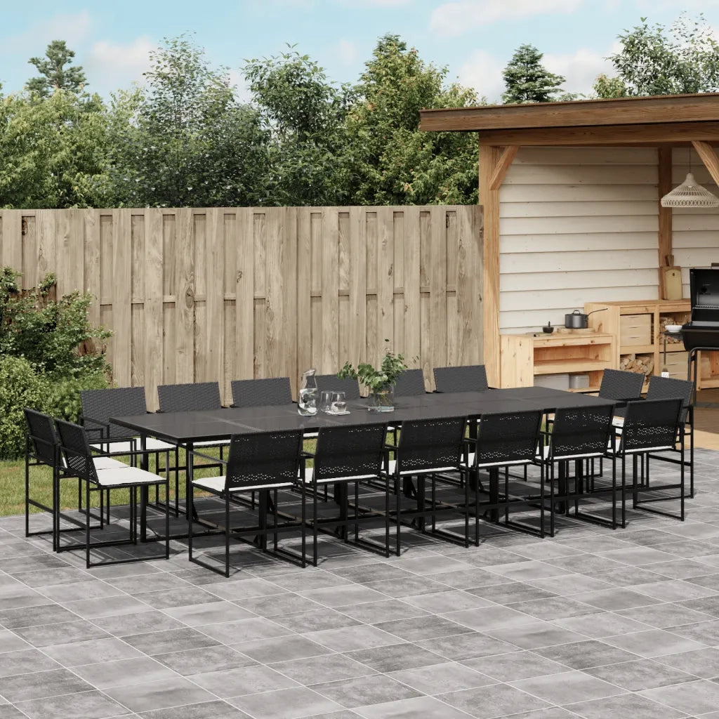 vidaXL Set da Pranzo da Giardino 17 pz con Cuscini Nero in Polyrattan