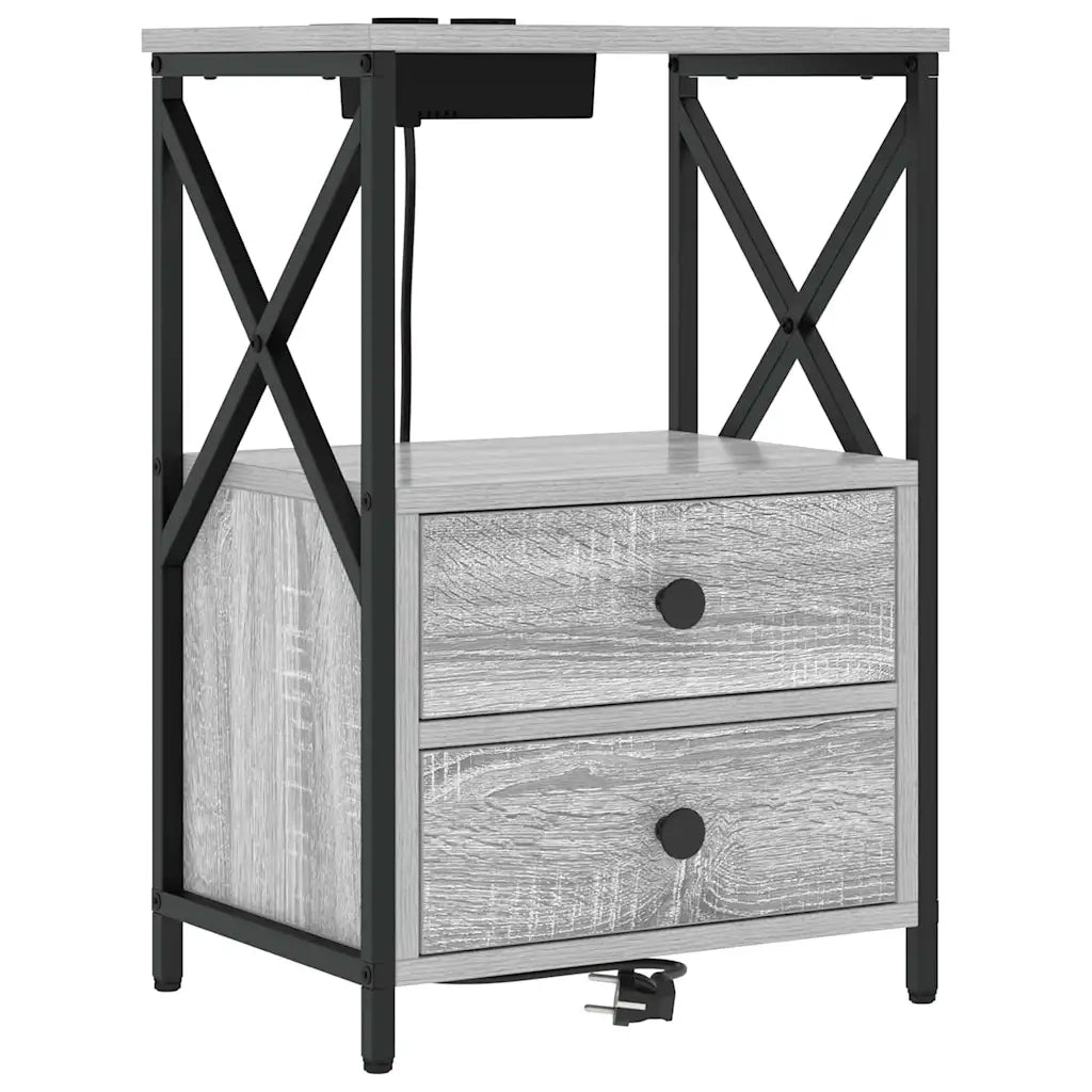 Comodino | Armadio da Notte | Mobiletto da notte con cassetto Grigio Sonoma 40 x 31 x 60 cm