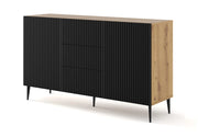 MOBILE RAVENNA B MOBILE IN MDF RIVESTITO IN LEGNO 2D3S 150 ROVERE ARTIGIANALE NERO OPACO GAMBE NERE