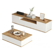 Nepi, set Mobili da Soggiorno Modulabile, Marrone Rovere Nodi