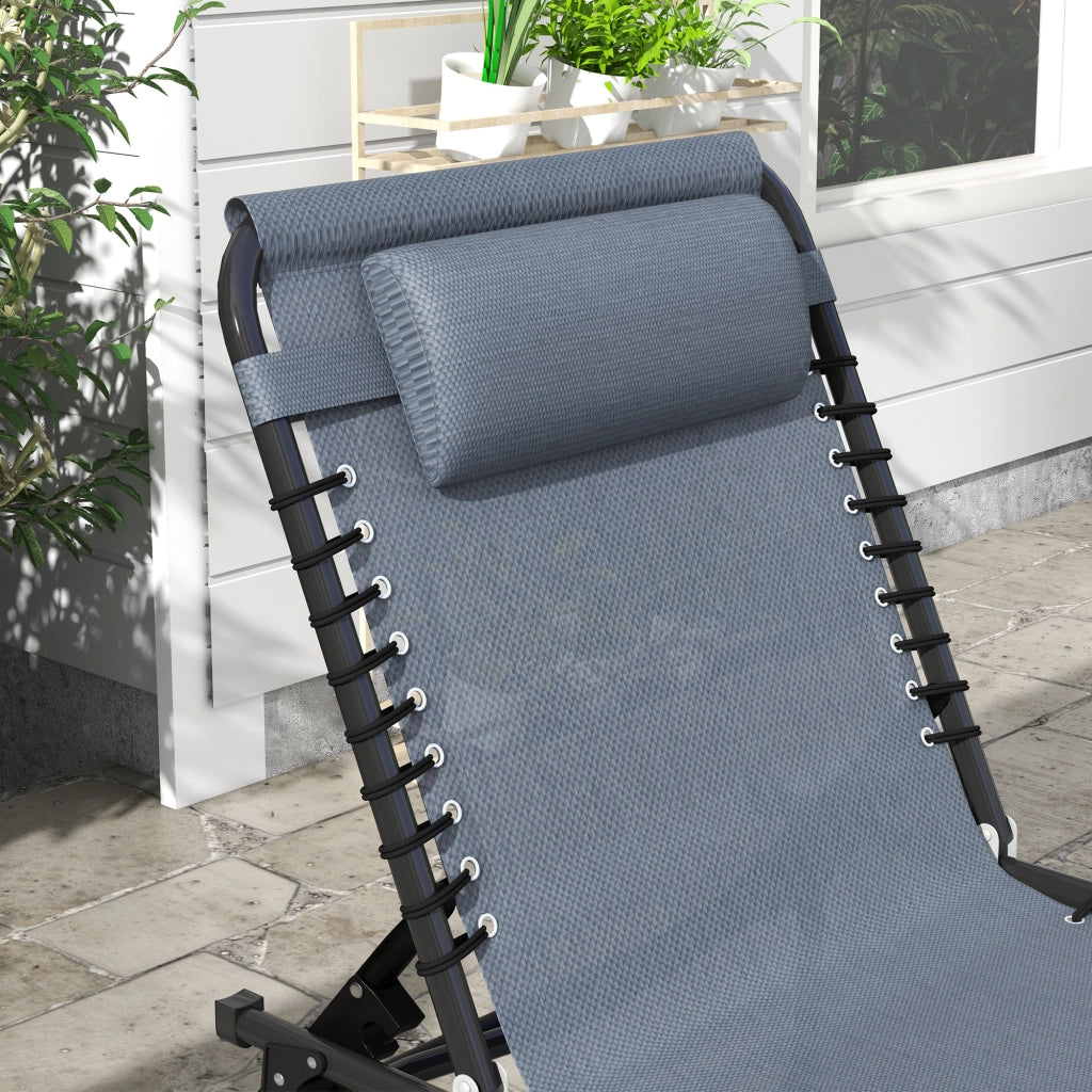 Lettino da giardino pieghevole con schienale regolabile ¨C zephmum ¨C Nero textilene Grigio