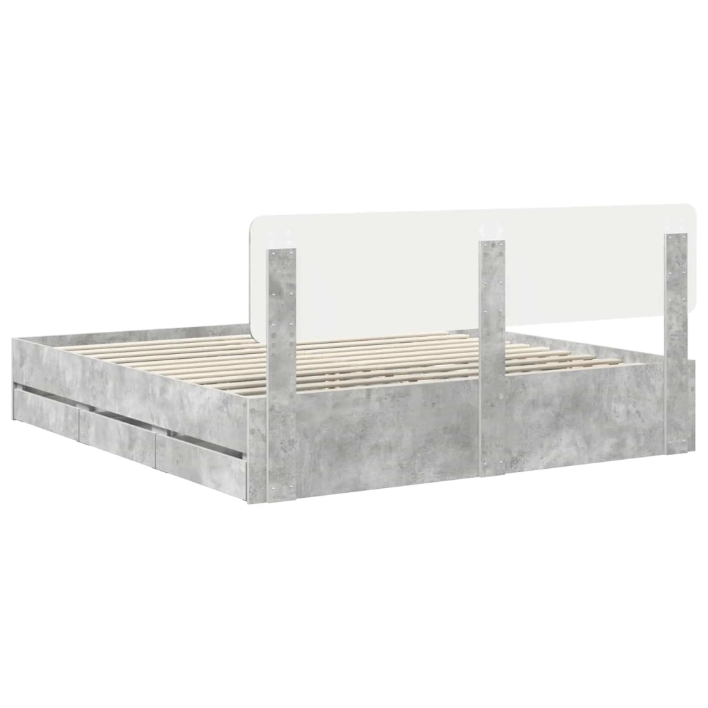 Struttura del letto con cassetto Grigio Cemento 200 x 200 cm 3412153