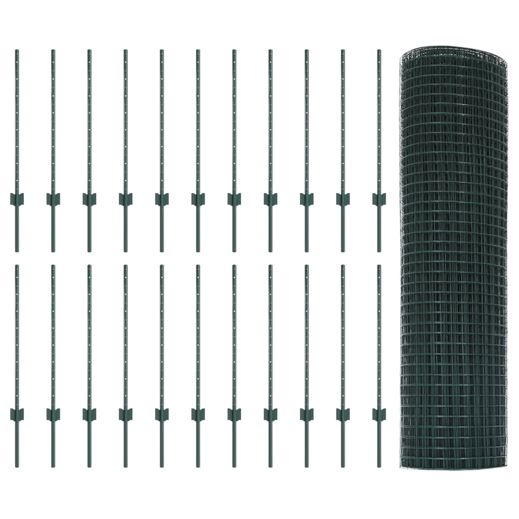 Recinzione in Rete Saldato di con 22 U Post Verde 0.8x50 m Acciaio