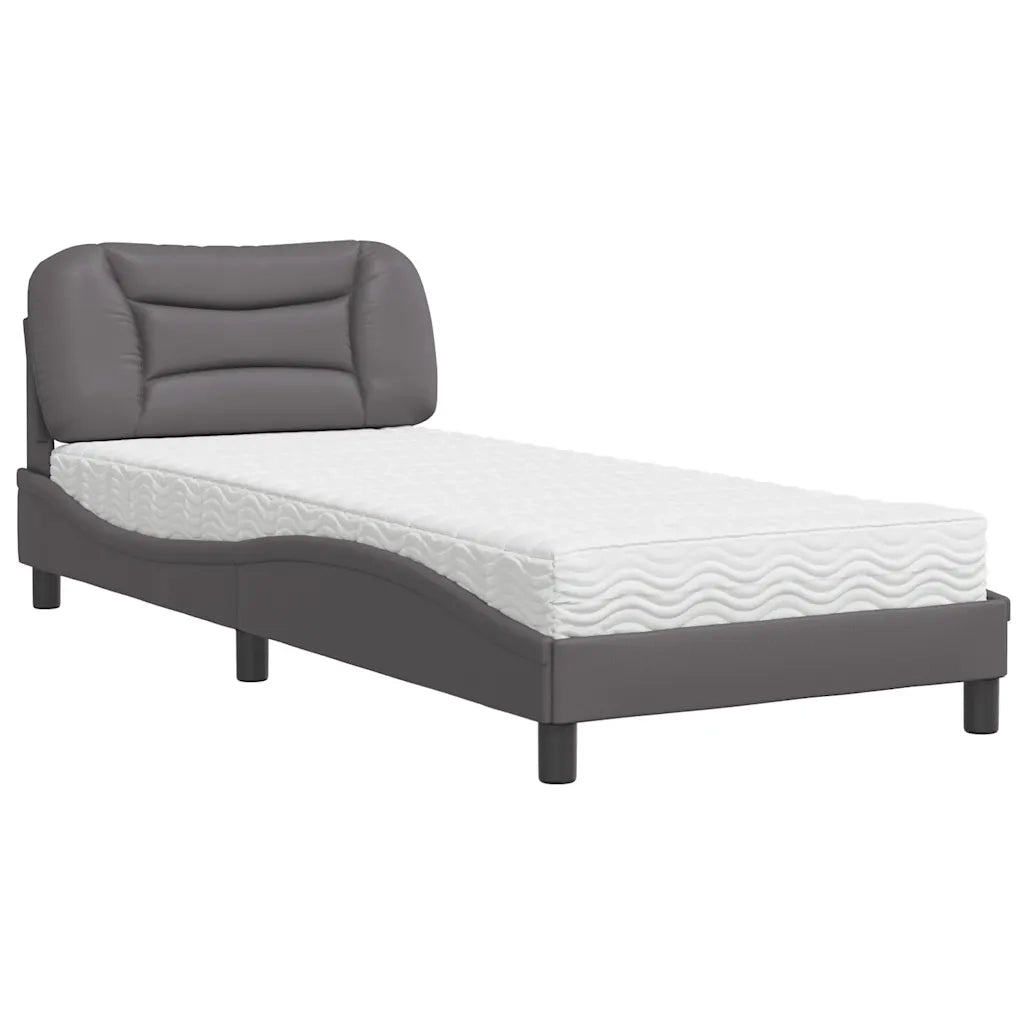 Letto con Materasso Grgio 90x200 cm in Similpelle