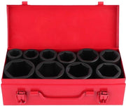 Set di puntoni di impatto in acciaio inox 3/4 pollici 6 punte - 10 pezzi - contenitore in acciaio - nero