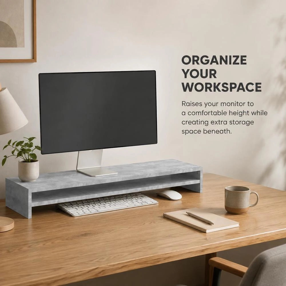 Monitor Stand, Concrete Grey, 100x24x13 Cm, Wood-based Material