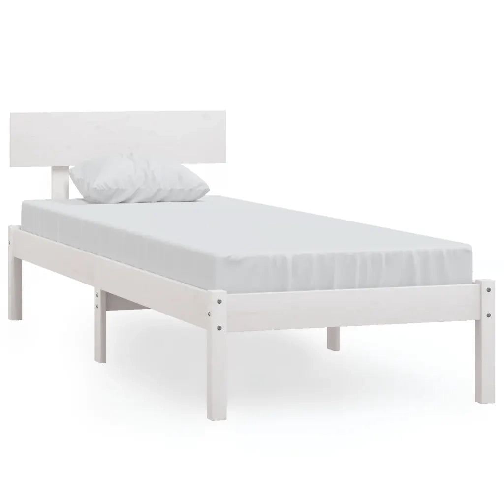 Giroletto-Struttura Letto Bianco in Legno Massello di Pino 90x200 cm 976441