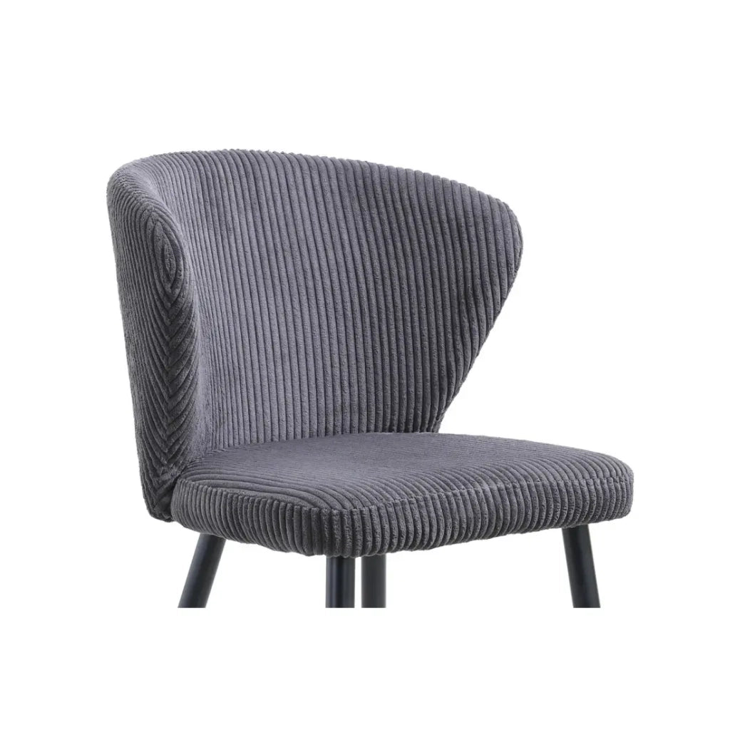 Sedia da pranzo TORONTO – Velluto a coste grigio – Piedi in metallo nero – Stile design