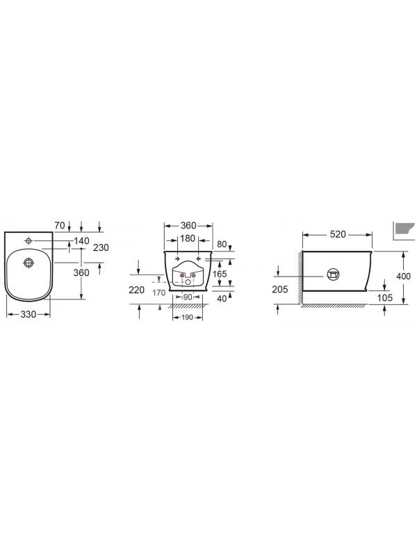 Bidet sospeso GENESIS 52x29,5x36 cm