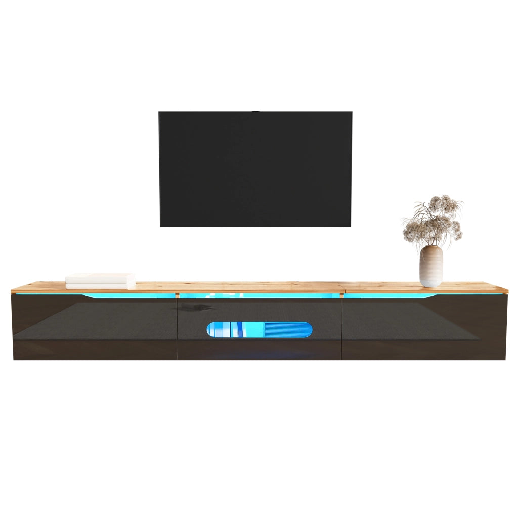 Mobile TV con LED 16 Colori a Parete ¨C MINIMAL ¨C Bianco Lucido 180 cm