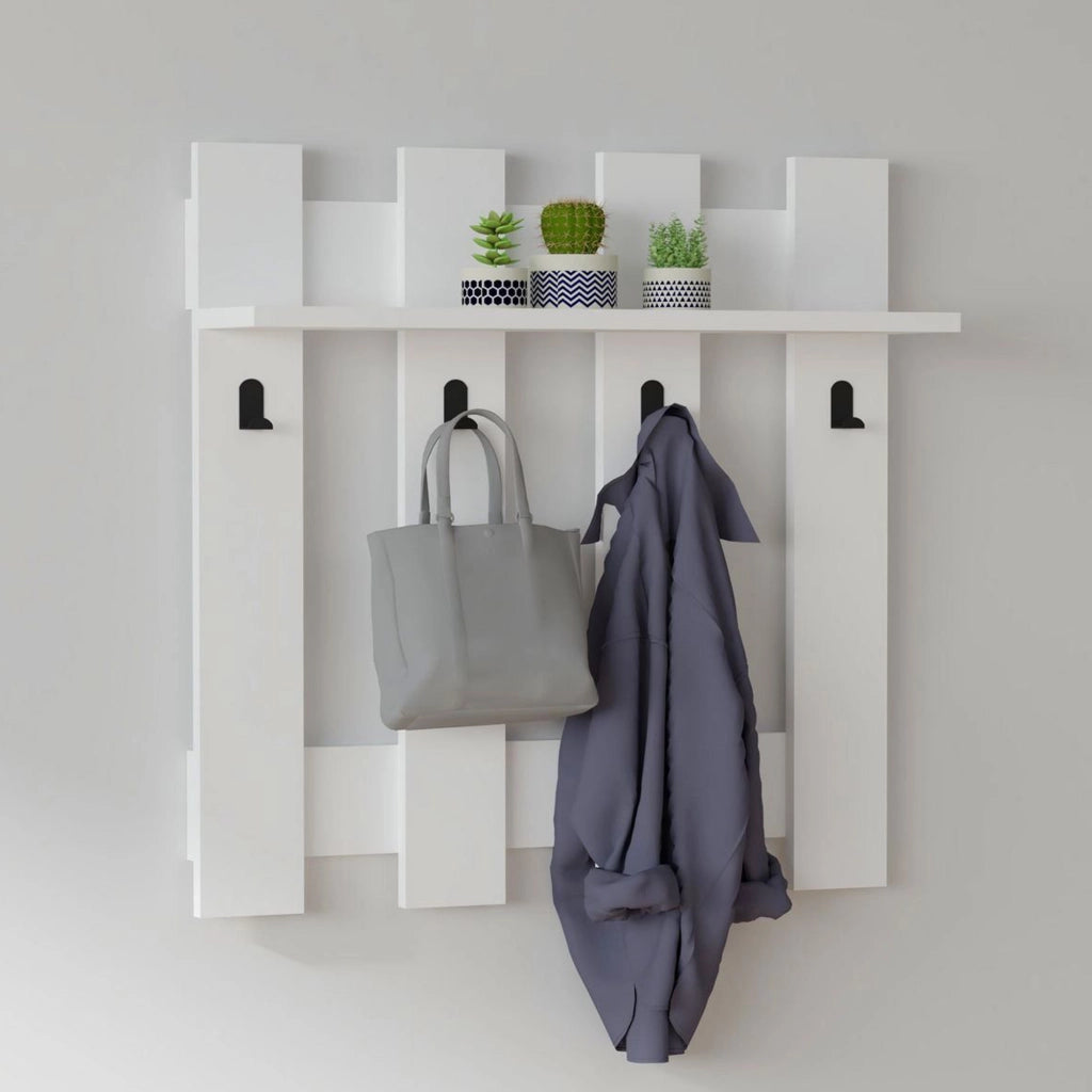 Serpico, Appendiabiti 4 Ganci, 70h cm Bianco