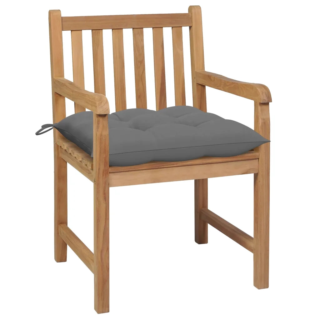 Sedie da Giardino 2 pz con Cuscini Grigi in Massello di Teak cod mxl 8064