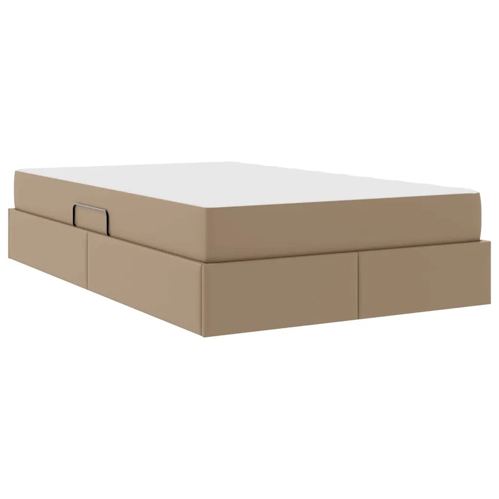 Letto con contenitore e materasso 2 pcs Cappuccino Pelle