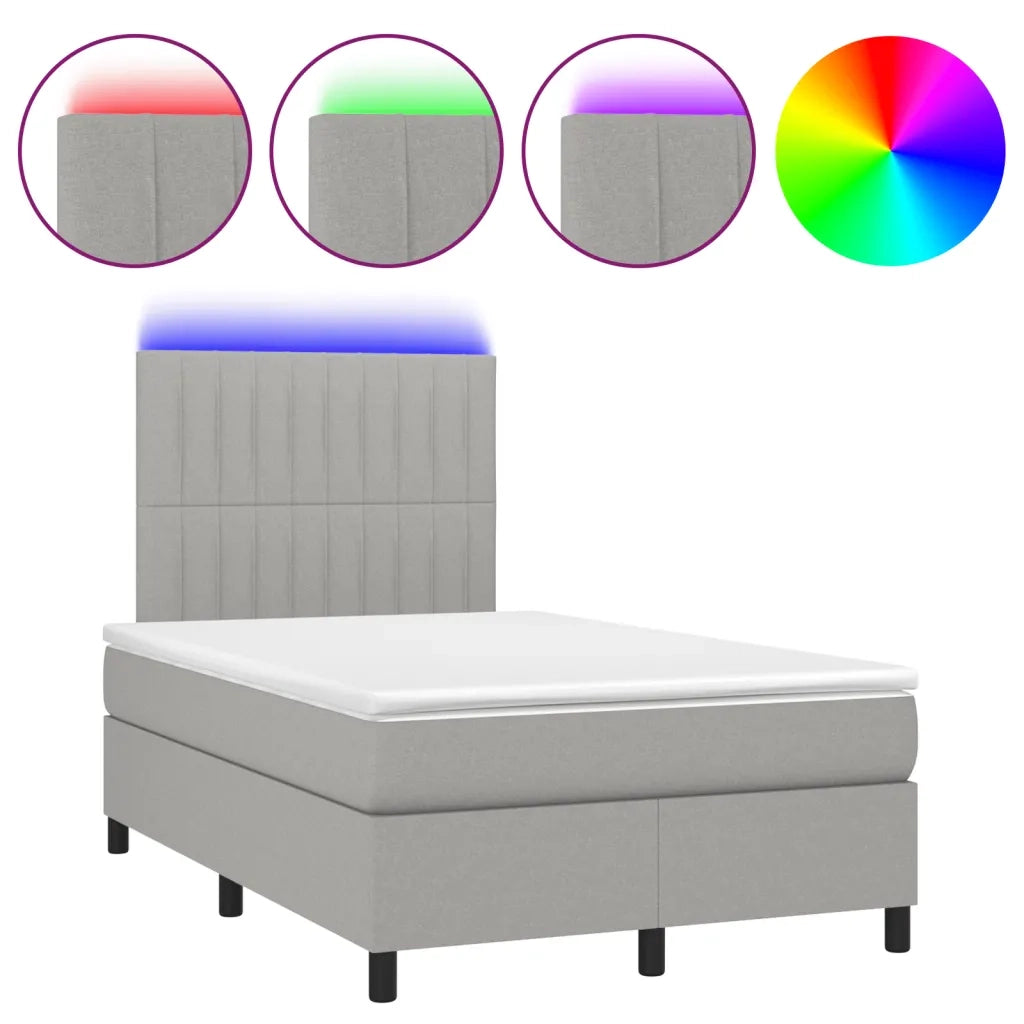 Letto a Molle Materasso e LED Grigio Chiaro 120x190 cm Tessuto 3270211