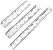 Set di misurazione in plastica trasparente - 3 pezzi - Dimensioni: 15 cm/20 cm/30 cm - Scala metrica/scala di pollici - Robusto e duraturo - Righello